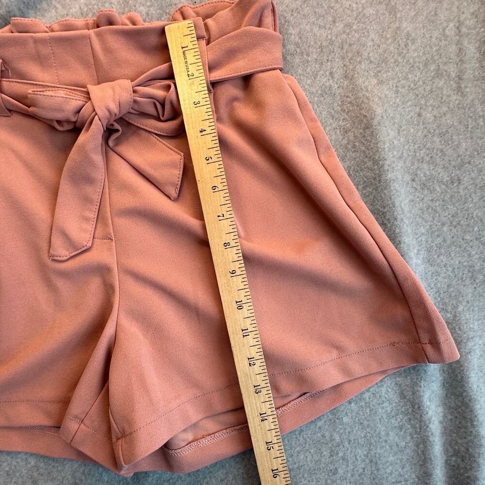 Ci Sono High Waisted Tie Belt Paperbag Shorts Pink XL - Picture 7 of 10